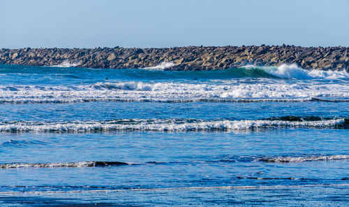 A view of the rock jetty at westport, washington.