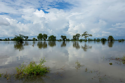 Scenic view of lake against sky