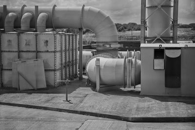 Black and white view of industrial distribution system