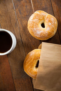 High angle view of coffee on table