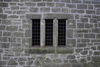 Window on brick wall of building