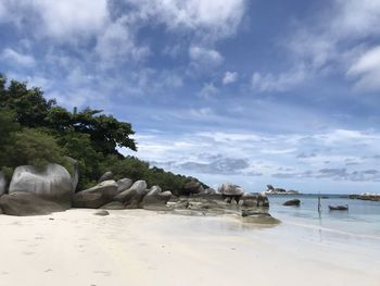 Scenic view of beach against sky