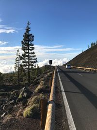 Road by trees against sky