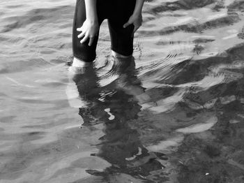 Low section of person standing on beach