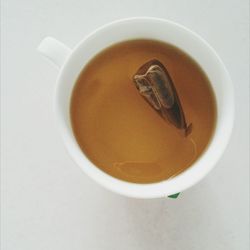 High angle view of tea cup on table