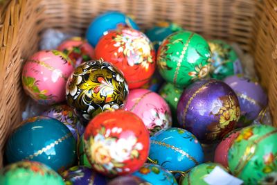 Close-up of colorful easter eggs