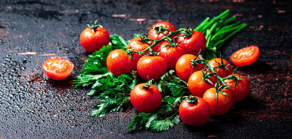 Close-up of cherry tomatoes on table