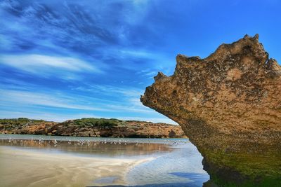 Scenic view of beach against sky