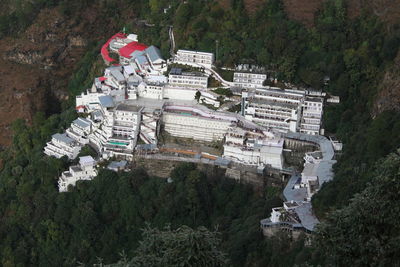 High angle view of buildings in city