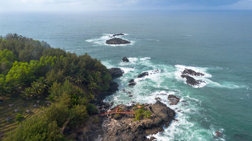 High angle view of sea against sky