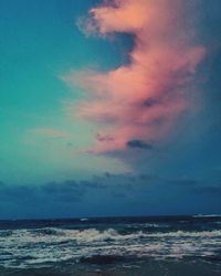 Scenic view of sea against sky at sunset