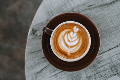 High angle view of coffee on table