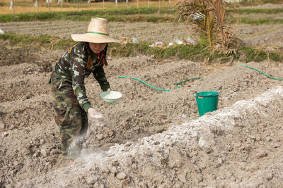 Woman working in farm