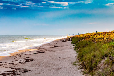 Scenic view of beach against sky