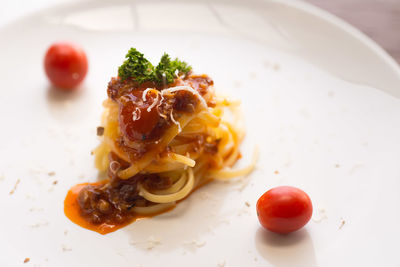 Close-up of pasta in plate