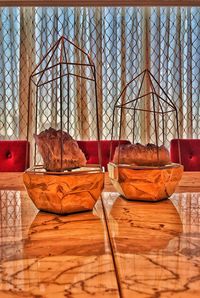 Close-up of food on wooden table