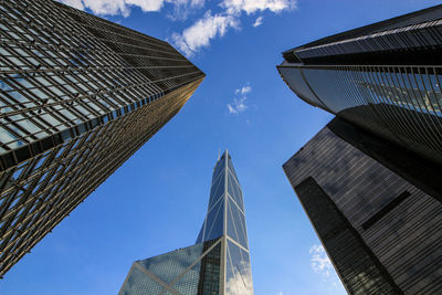 Low angle view of modern buildings against sky