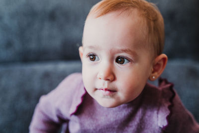 Cute baby girl at home