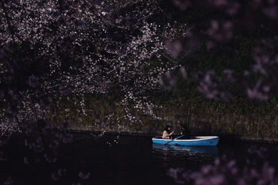 Scenic view of boat on lake