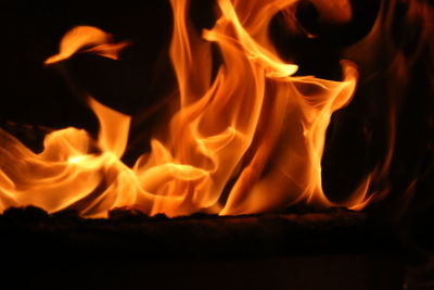 Close-up of bonfire on field at night