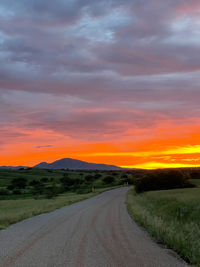 Sunset road grassland prairie in arizona. vertical image