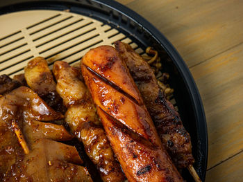 High angle view of food in plate
