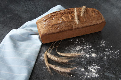 High angle view of bread on table