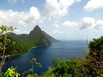 Scenic view of mountain against cloudy sky