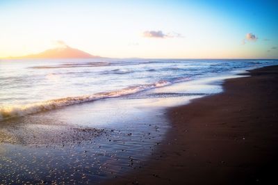 Scenic view of sea against sky during sunset