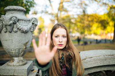 Portrait of a statue of woman