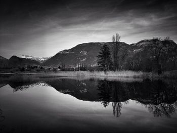 Scenic view of lake against sky