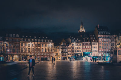 Illuminated city at night