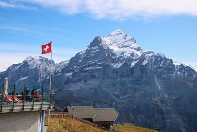 Panoramic view of built structure against mountain range