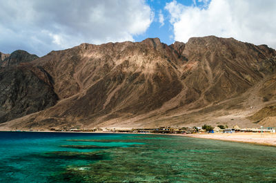 Scenic view of sea against cloudy sky