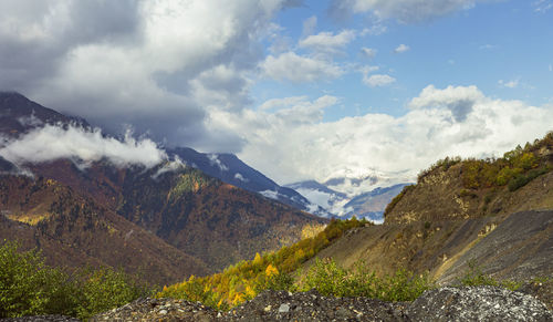 Scenic view of mountains against sky