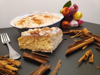 High angle view of food on table