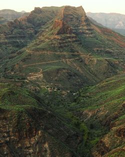 High angle view of mountain range