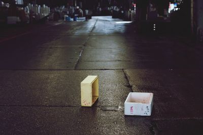 Abandoned boxes on road