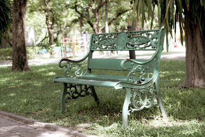 Empty bench in park