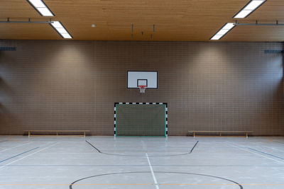 View of basketball hoop against building