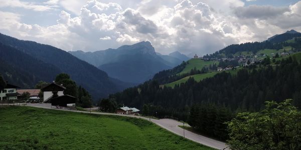 Panoramic view of landscape and mountains against sky