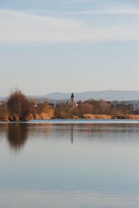 Scenic view of lake against sky