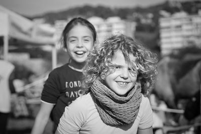 Portrait of smiling girl outdoors