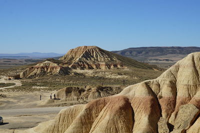 Scenic view of desert against clear sky