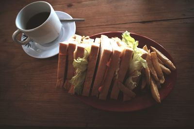 High angle view of coffee on table