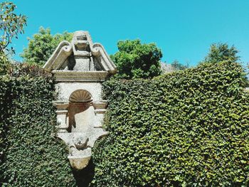 Low angle view of statue against clear sky