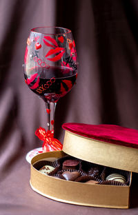 Close-up of wineglass on table
