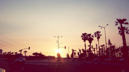 View of road at sunset
