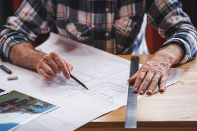 Man working on table