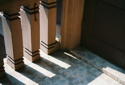 High angle view of empty corridor in building